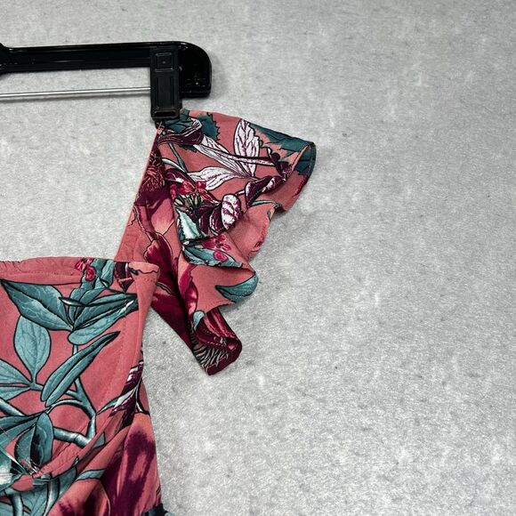 For Love and Lemons Flamenco Mini Dress M Pink Tiered Ruffle Off the Shoulder - Picture 3 of 10